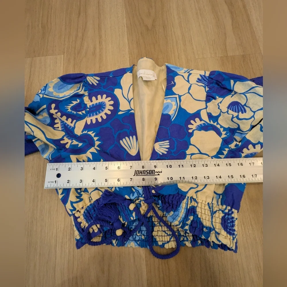 House Of Harlow Linen blend Blue Floral Skirit Set Size M NWT
